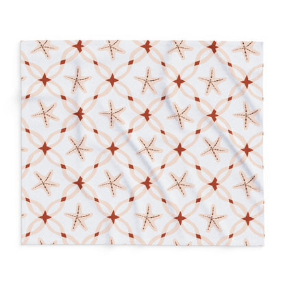 Terracotta starfish lattice outdoor fleece blanket — 315 gsm polyester fleece, soft on both sides