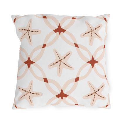 Terracotta starfish lattice outdoor pillow — spun polyester, UV and water resistant