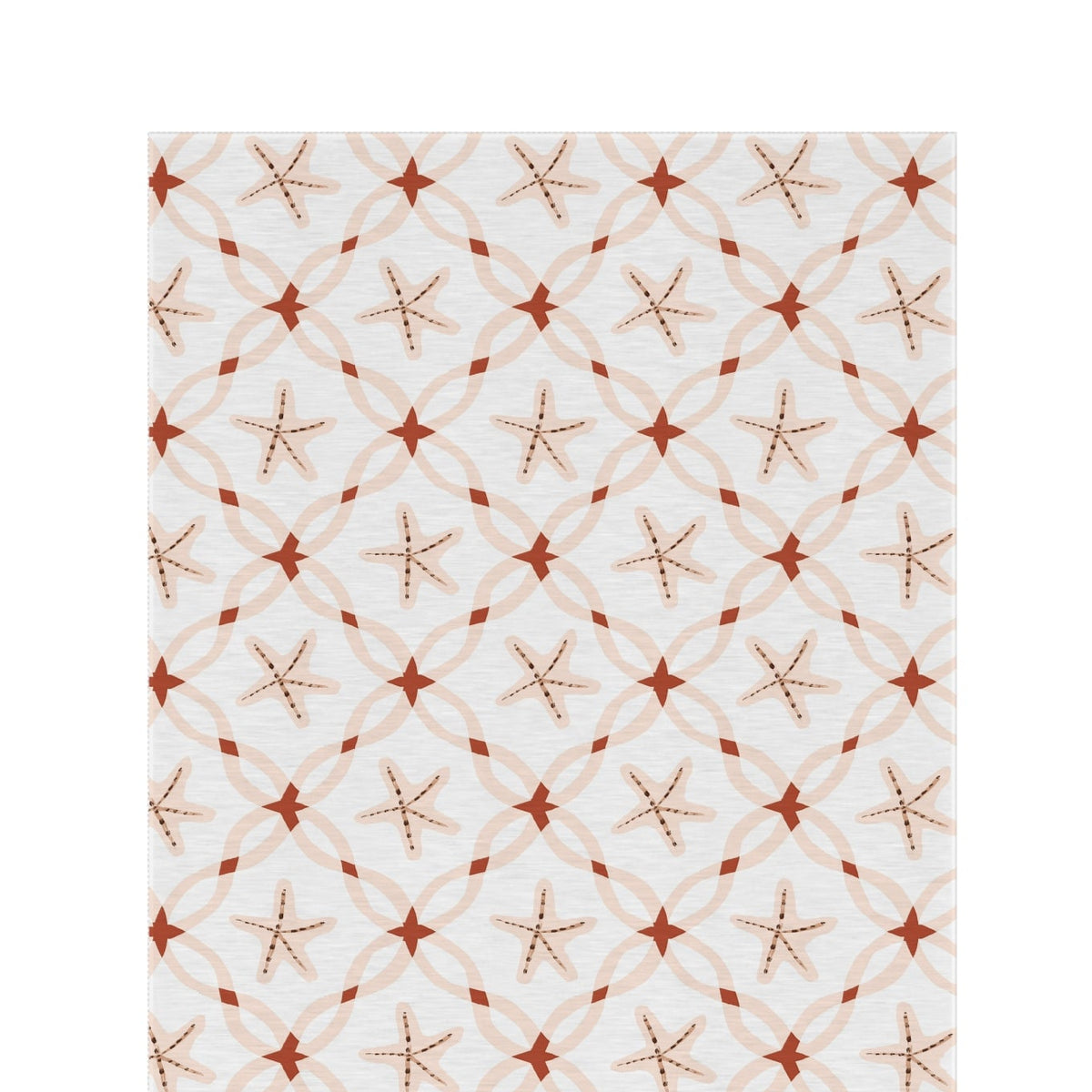 Terracotta starfish lattice outdoor rug — soft polyester chenille with a non-slip backing