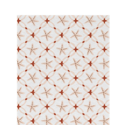 Terracotta starfish lattice outdoor rug — soft polyester chenille with a non-slip backing