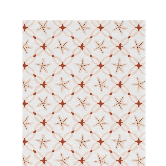 Terracotta starfish lattice outdoor rug — soft polyester chenille with a non-slip backing